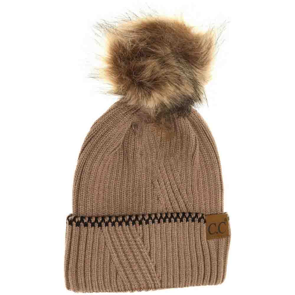 Taupe Ribbed Knit Beanie with Accented combines classic texture with subtle accent details for a refined look. Crafted from soft, stretchable yarn, it offers a comfortable, snug fit that retains warmth in cooler weather. Its versatile design makes it an expert choice for layering during outdoor activities or adding a polished touch to casual outfits. Durable and easy to pair, this beanie strikes a balance between functionality and understated style