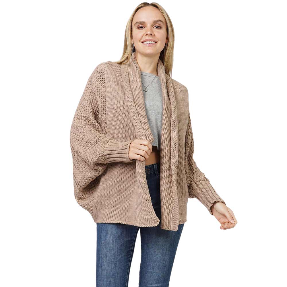 Taupe Solid Sweater Open Cardigan, delicate, warm, on-trend & fabulous, a luxe addition to any cold-weather ensemble. Great for daily wear in the cold winter to protect you against the chill, classic infinity-style amps up the glamour with a plush. Perfect Gift for wife, mom, birthday, holiday, etc.