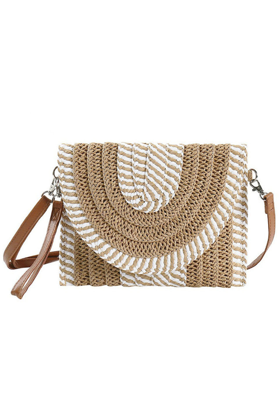 Two Tone and Stripe Pattern Straw Crossbody Bag combines natural straw craftsmanship with a stylish striped design, offering both durability and a chic aesthetic. Its lightweight construction and adjustable crossbody strap provide comfortable, hands-free wear, making it ideal for everyday use or travel. The spacious interior accommodates essentials securely, while the unique two-tone pattern adds a sophisticated touch to any outfit. Perfect for those seeking a blend of practicality and refined style. 