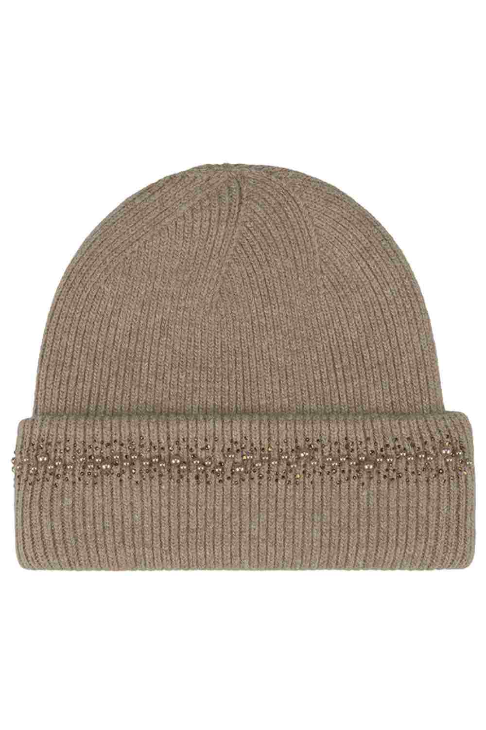 Taupe C.C Pearl and Rhinestone Angora Cuff Beanie features soft angora knit accented with elegant pearls and sparkling rhinestones for a chic, winter-ready look. Finished with a cozy cuff and stretch fit, this beanie delivers warm comfort while adding instant glam to any cold-weather outfit.