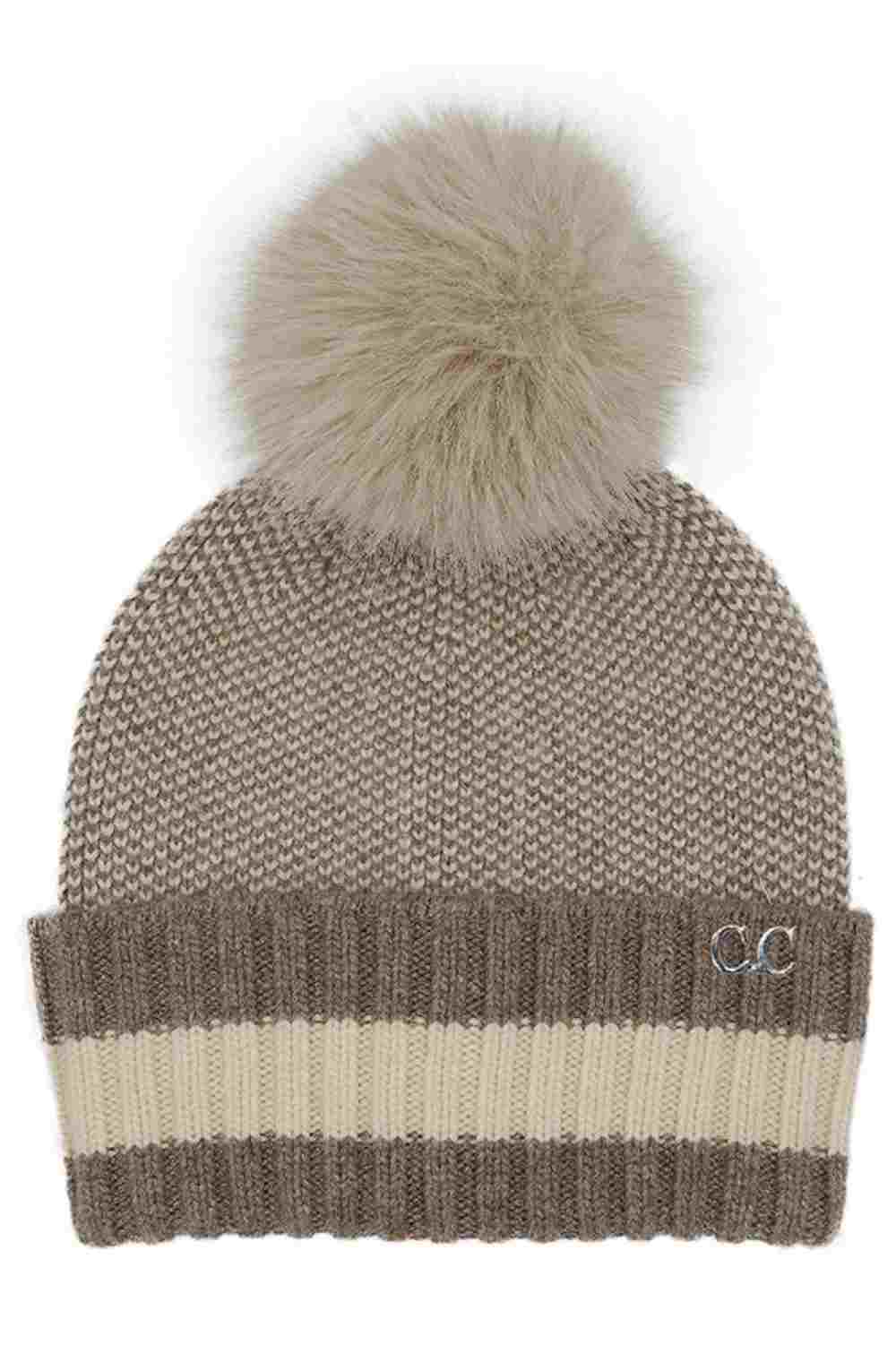 Taupe C.C Bead Embellishments Angora Cuff Beanie showcases a soft angora knit finished with delicate bead detailing for a stylish touch of sparkle. Designed with a cozy cuff and stretch fit, it keeps you warm and comfortable while elevating your winter look effortlessly.