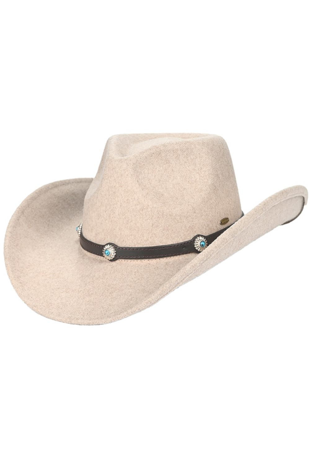 Taupe Experience Western style with the C.C Vegan Felt Cowboy Hat, crafted from 100% polyester for a soft, suede-like texture. Whether you're channeling traditional cowboy vibes or modern fedora flair, this durable hat transitions effortlessly between styles.