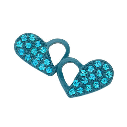 Pave Heart Stud Earrings - Teal - Earrings
