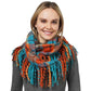 Teal Plaid Check Patterned Fringe Infinity Scarf, is delicate, warm, on-trend & fabulous, and a luxe addition to any cold-weather ensemble. This scarf combines great fall style with comfort and warmth. It's a perfect weight and can be worn to complement your outfit. Perfect gift for birthdays, holidays, or any occasion.