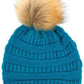 Teal Stay warm and cozy with this classic C.C Pom Pom Knit Beanie, crafted from 100% soft acrylic for all-day comfort. The ribbed knit design adds texture and durability, while the signature pom pom on top brings a playful touch to any winter outfit. One size fits most, making it the perfect accessory for everyone. Ideal for cold weather adventures or casual everyday wear.