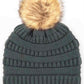 Teal Gray Stay warm and cozy with this classic C.C Pom Pom Knit Beanie, crafted from 100% soft acrylic for all-day comfort. The ribbed knit design adds texture and durability, while the signature pom pom on top brings a playful touch to any winter outfit. One size fits most, making it the perfect accessory for everyone. Ideal for cold weather adventures or casual everyday wear.