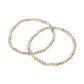 Three Tone 2PCS Stainless Steel Ball Stretch Multi Layered Bracelets are both stylish and durable, making them the perfect addition to any jewelry collection. The stainless steel material ensures long-lasting wear while the multi-layered design adds a unique touch. Add a touch of sophistication to any outfit with these trendy bracelets.