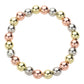Stainless Steel Ball Beaded Stretch Bracelet - Three Tone - Bracelets