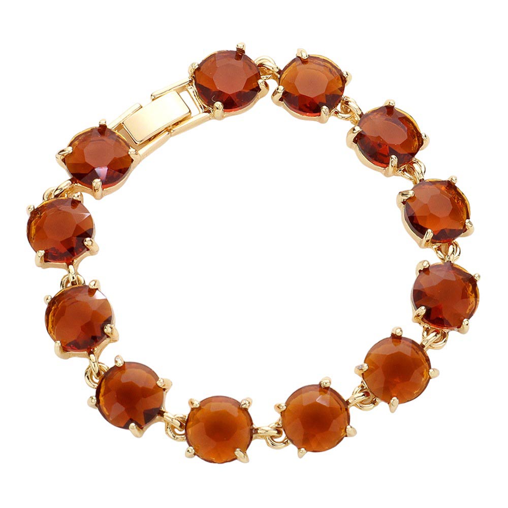 Topaz Round Stone Link Evening Bracelet, this beautiful Evening Bracelet is crafted from high-quality materials to ensure a luxurious and comfortable fit. It provides a timeless look that will add sophistication to any outfit. Perfect Gift for December Birthdays, Christmas, and gifts for your friends and family.