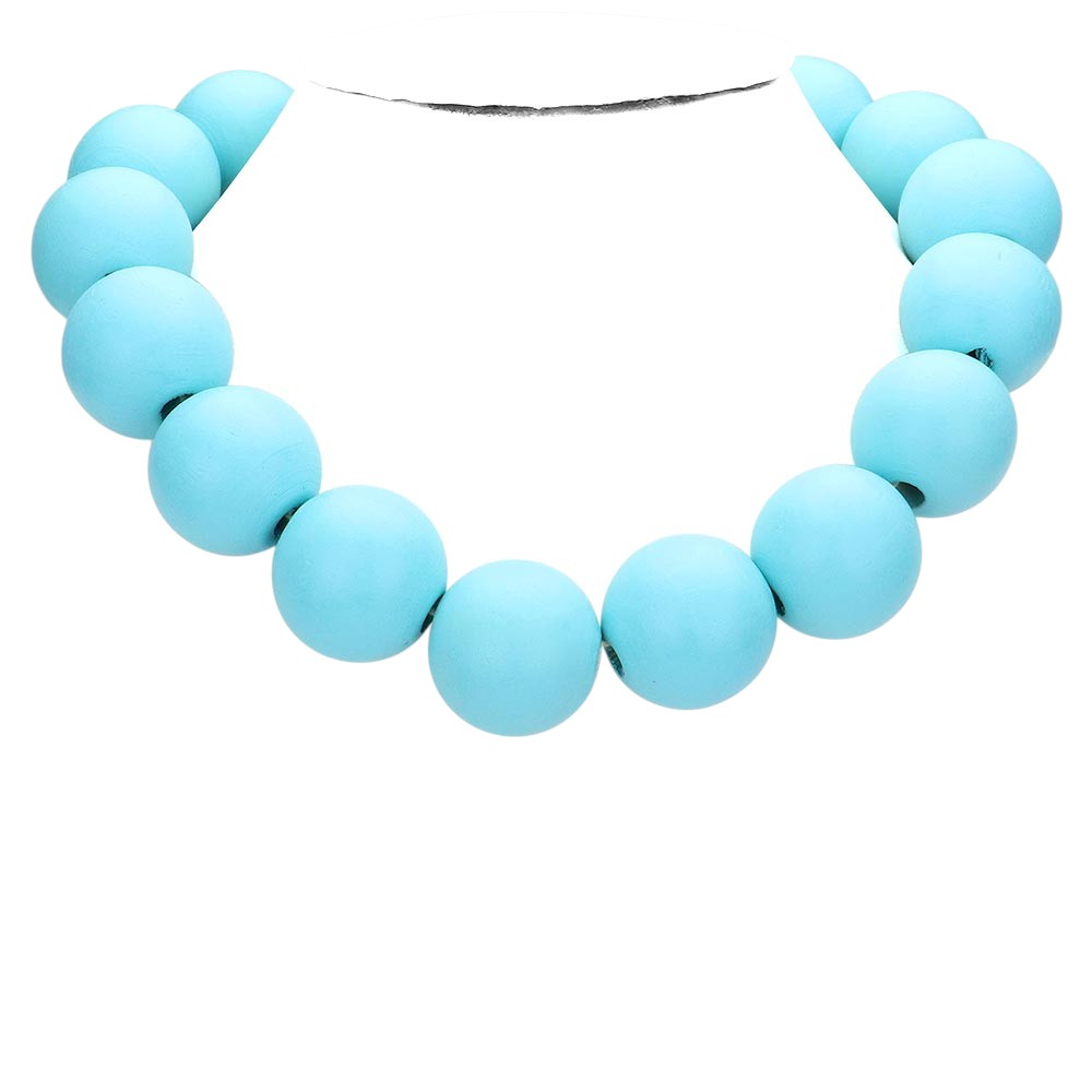Turquoise Wood Ball Necklace, delicately polished necklace will enhance your look, versatile enough for wearing straight through the week, perfectly lightweight for all-day wear, coordinate with any ensemble from business casual to everyday wear, the perfect addition to every outfit. 