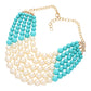 Chunky Multi Strand Pearl Bib Necklace - Turquoise - Jewelry Sets