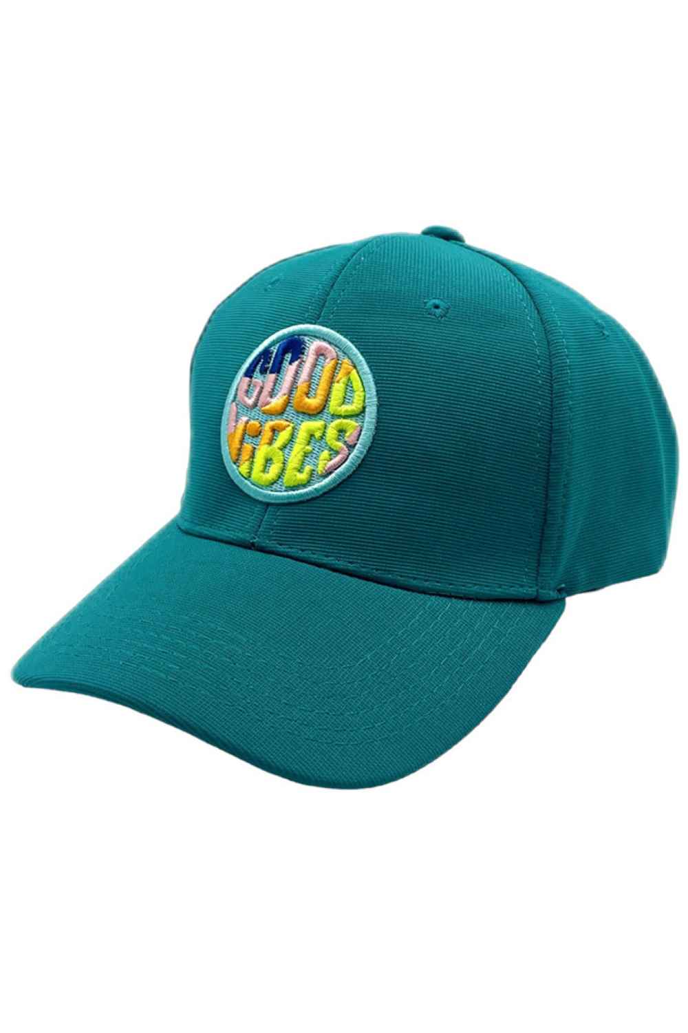 Turquoise Bring positive energy to your outfit with this GOOD VIBES multi-color baseball cap, featuring vibrant tones and a bold embroidered design on the front. The classic curved brim and adjustable back ensure a comfortable, secure fit, perfect for casual wear, festivals, or sunny outdoor adventures.