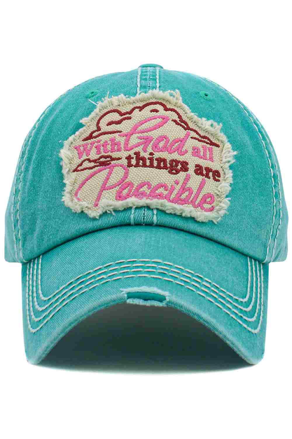 The WITH GOD ALL THINGS ARE POSSIBLE Vintage Cap features an inspiring faith-based message with a perfectly worn-in vintage wash for a timeless, meaningful look. Comfortable and easy to style, it’s ideal for everyday wear, church days, casual outings, and sharing your belief with confidence.