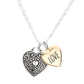 Two Tone LOVE Antique Metal Heart Pendant Necklace is a charming piece of jewelry that adds a vintage touch to any outfit. Crafted with antique metal, the heart pendant is an elegant and delicate design. The perfect gift to express your love.