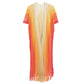 Orange Two Tone Lurex Kimono Poncho is a versatile and stylish addition to any wardrobe. Made with a unique Lurex fabric, it adds a touch of shimmer to your outfit. Its kimono design offers a comfortable and flattering fit, making it suitable for any body type. Perfect for adding a pop of color and sparkle to your outfit. 