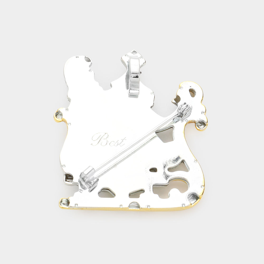 Two-Tone This expertly crafted metal Santa Claus pin brooch pendant combines holiday tradition with versatile styling. The precision-engineered metal construction ensures durability while maintaining intricate detail in Santa's iconic features. 