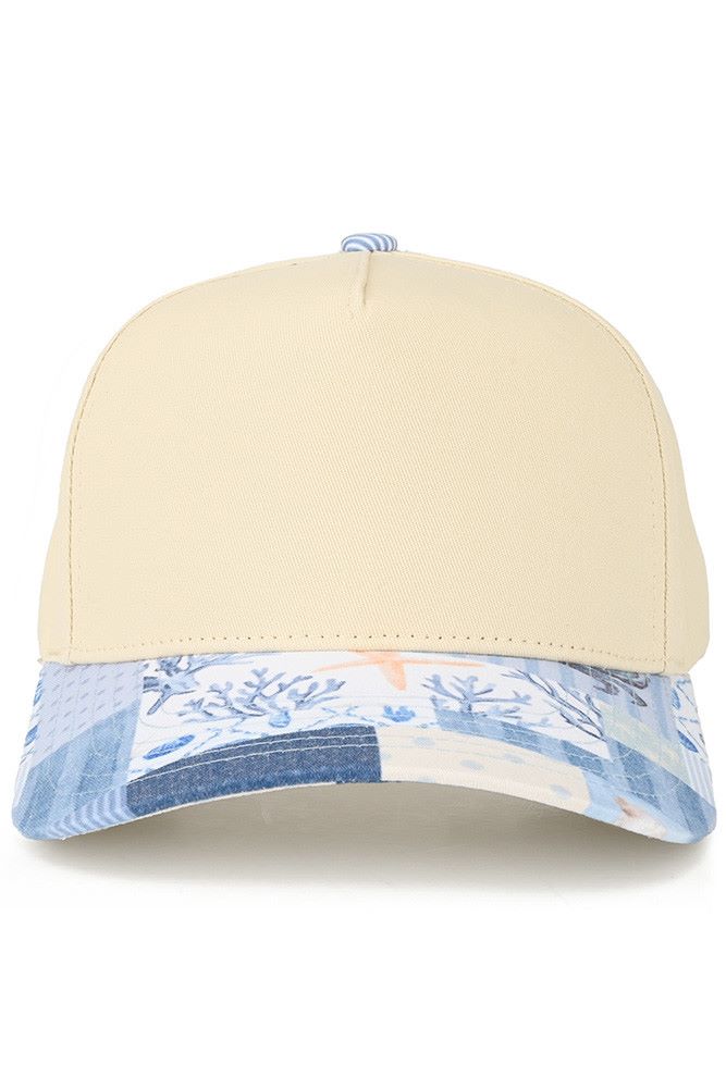 Classic two-tone trucker hat featuring a striking nautical theme print along the brim. The mesh back panels provide breathability and comfort for all-day wear, while the structured front panels offer a polished look. Perfect for beach trips, casual outings, or anyone who loves coastal-inspired style. Adjustable closure ensures a secure fit for most head sizes.
