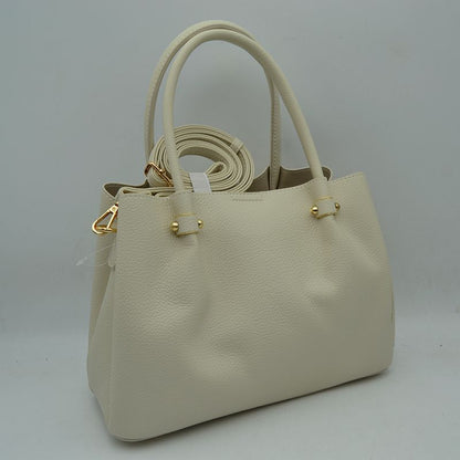 Minimalist Structured Satchel Bag with Detachable Long Strap - Off White - Satchel Bag