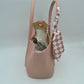 Classic Pebbled Tote Bag with Front Pocket and Checkered Scarf Accent - Tote Bag
