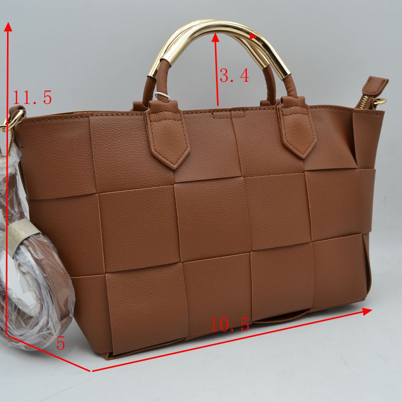Wide Woven Accent Top Handle Satchel Crossbody Bag - Crossbody Bag