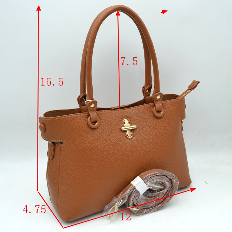 Textured Top Handle Handbag with Metallic Turn-Lock Accent - Hand Bag