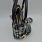 Plaid Fabric Mini Satchel Bag with Snap Flap and Shoulder Strap - Satchel Bag