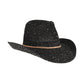 black C.C brand sequin cowboy hat with curved brim and sparkly finish