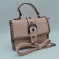 Vintage Crossbody Satchel Bag with Chain Trim - Blush - Satchel Bag