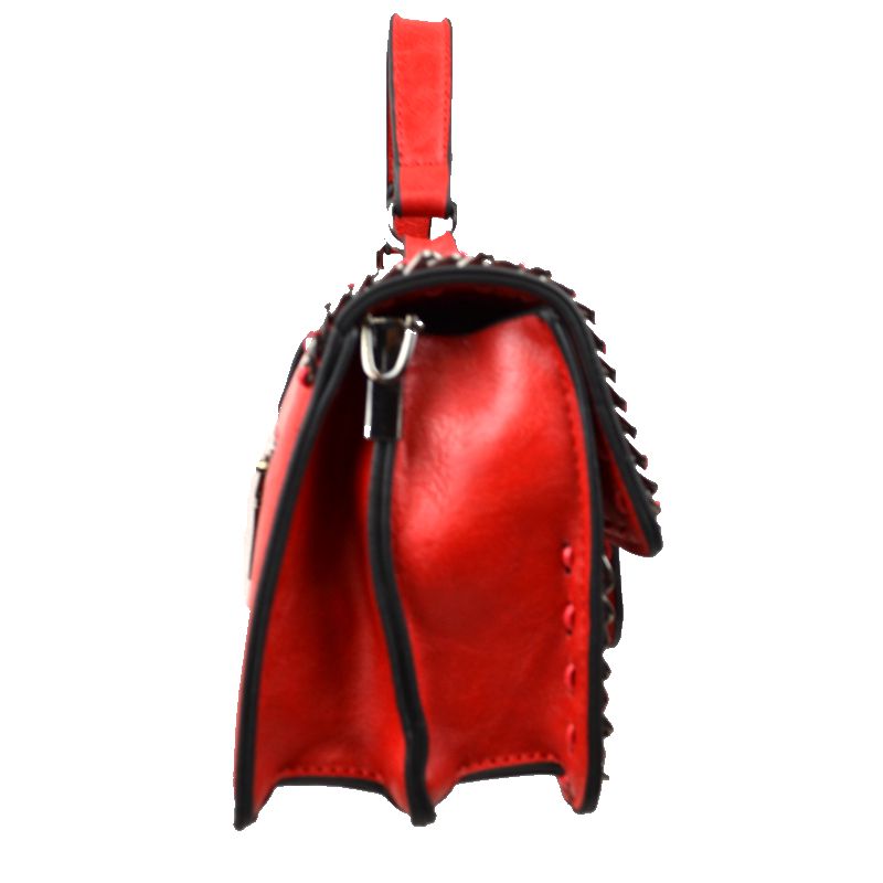 Vintage Crossbody Satchel Bag with Chain Trim - Satchel Bag