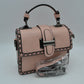 Women’s Structured Top-Handle Crossbody Bag with Woven Chain Trim - Blush - Crossbody Bags