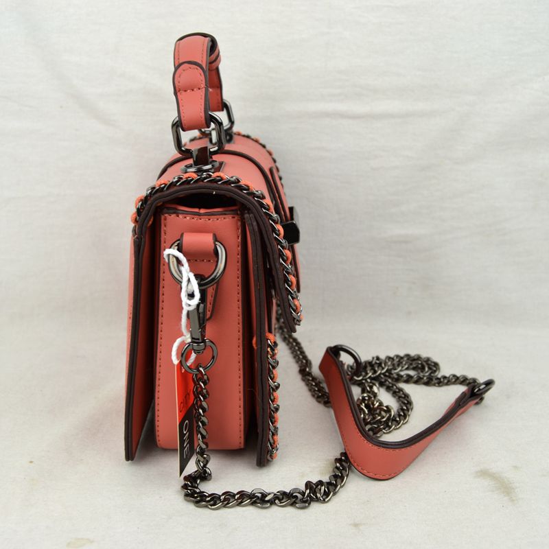 Women’s Structured Top-Handle Crossbody Bag with Woven Chain Trim - Crossbody Bags