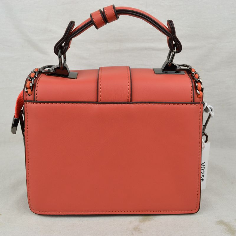 Women’s Structured Top-Handle Crossbody Bag with Woven Chain Trim - Crossbody Bags