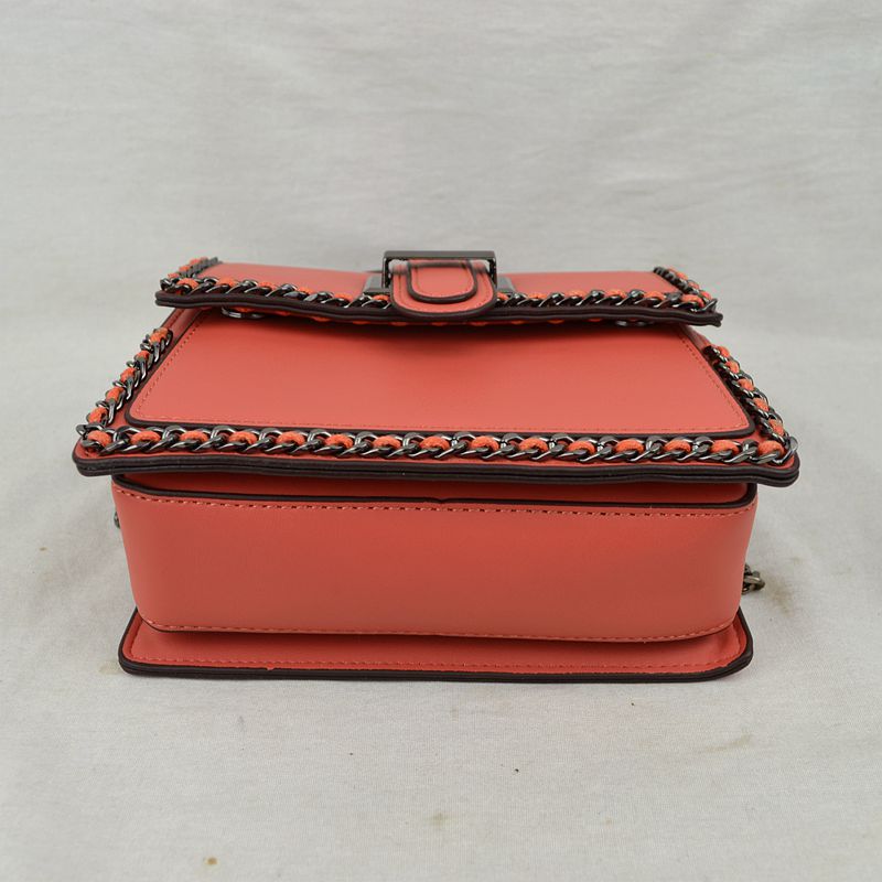 Women’s Structured Top-Handle Crossbody Bag with Woven Chain Trim - Crossbody Bags