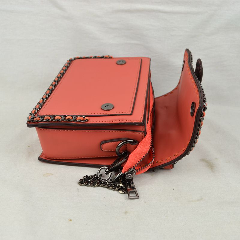 Women’s Structured Top-Handle Crossbody Bag with Woven Chain Trim - Crossbody Bags