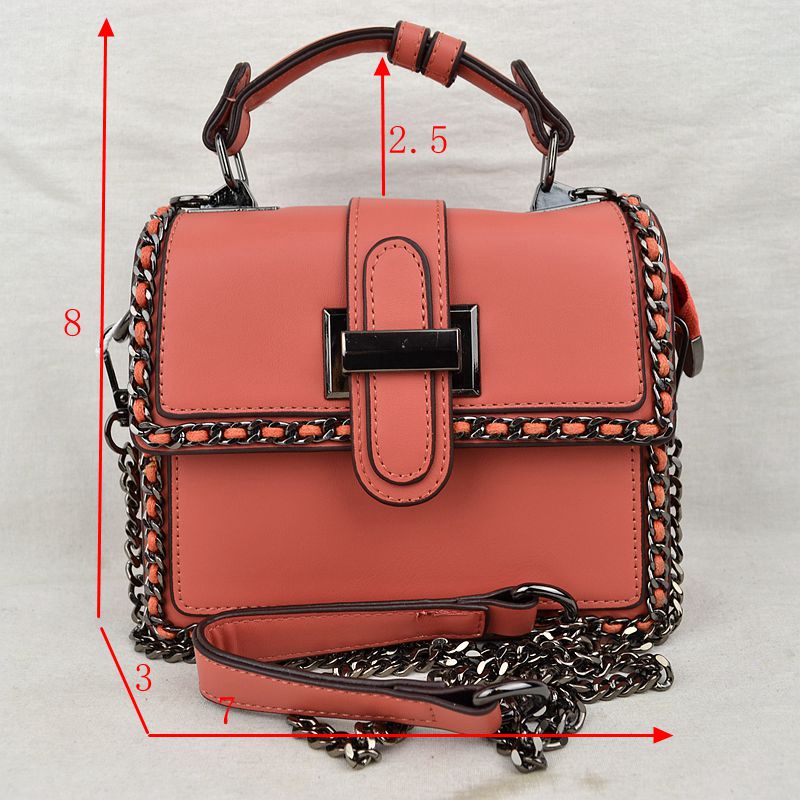 Women’s Structured Top-Handle Crossbody Bag with Woven Chain Trim - Crossbody Bags