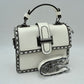 Women’s Structured Top-Handle Crossbody Bag with Woven Chain Trim - Clear White - Crossbody Bags