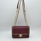 Quilted Flap Shoulder Bag with Woven Chain Strap - Red - Shoulder Bag