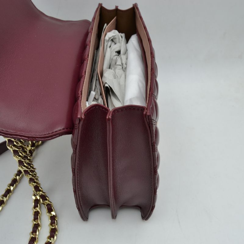 Quilted Flap Shoulder Bag with Woven Chain Strap - Shoulder Bag