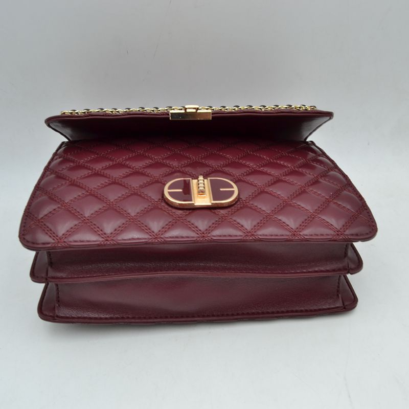 Quilted Flap Shoulder Bag with Woven Chain Strap - Shoulder Bag