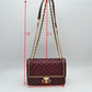 Quilted Flap Shoulder Bag with Woven Chain Strap - Shoulder Bag