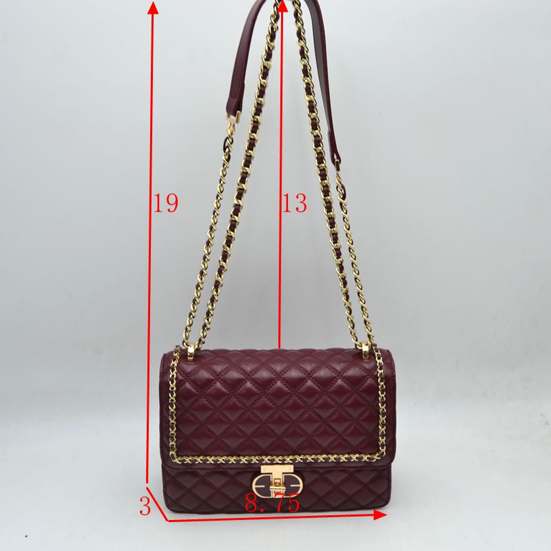Quilted Flap Shoulder Bag with Woven Chain Strap - Shoulder Bag
