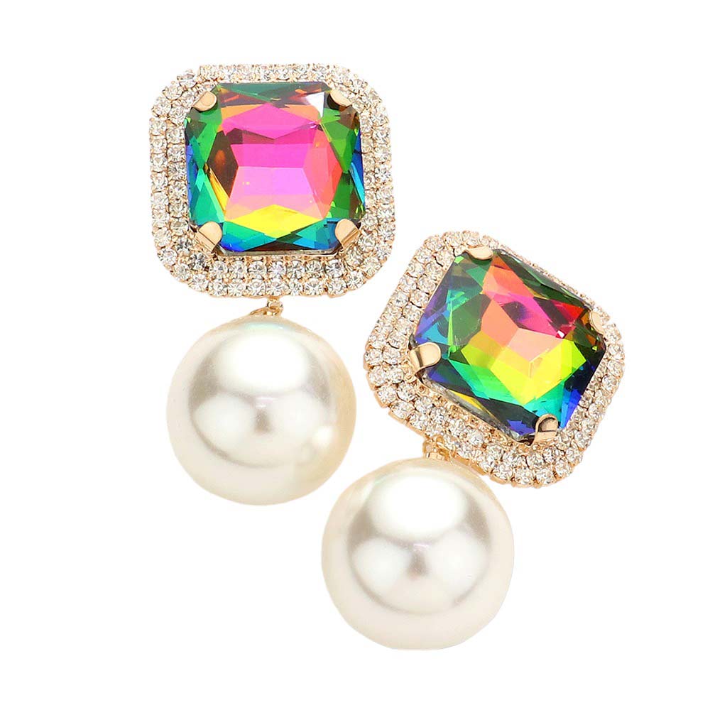 VItrail Square Stone Pearl Link Dangle Evening Clip on Earrings, make a fashionable addition to any ensemble. Crafted with a unique square stone and pearl link, these eye-catching earrings are perfect for any formal or special occasion. These clip-on earrings offer a secure fit and ensure complete comfort throughout the night.