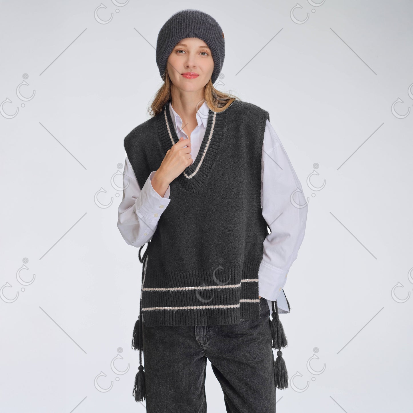 C.C Stripe With Tassel Vest