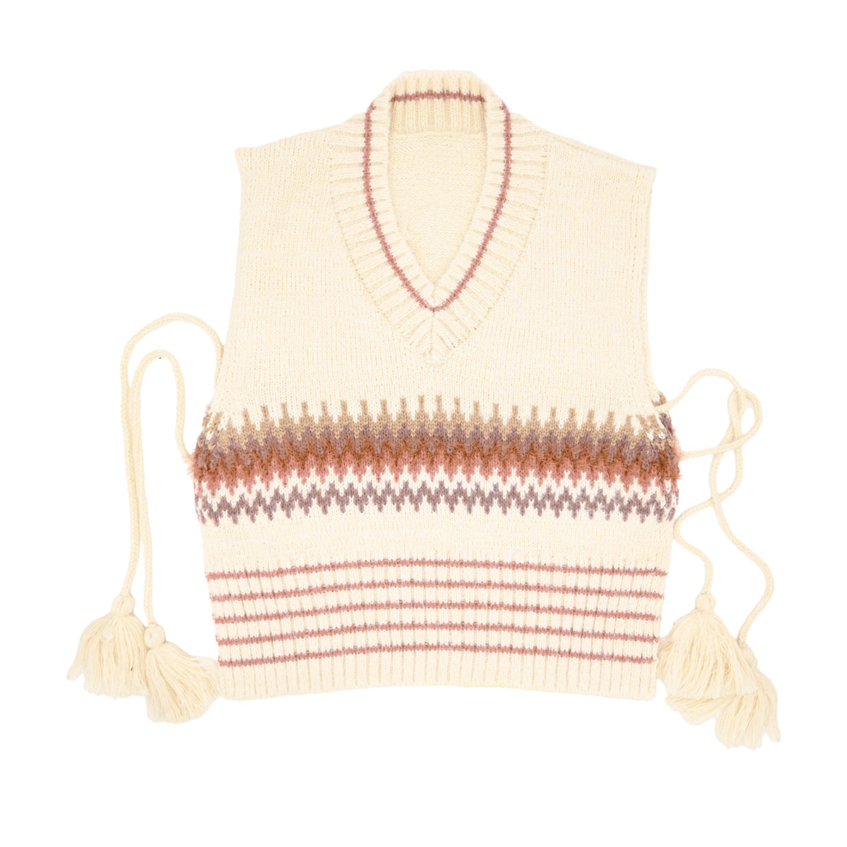 C.C Multi Color Chevron With Tassel Vest