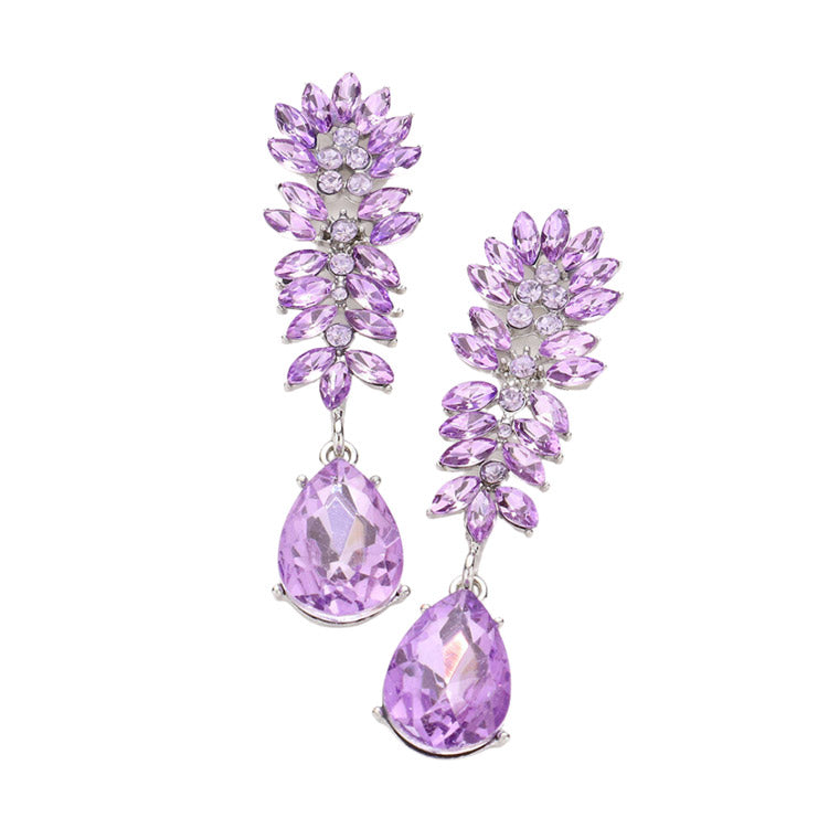 Marquise Cluster Crystal Teardrop Evening Earrings