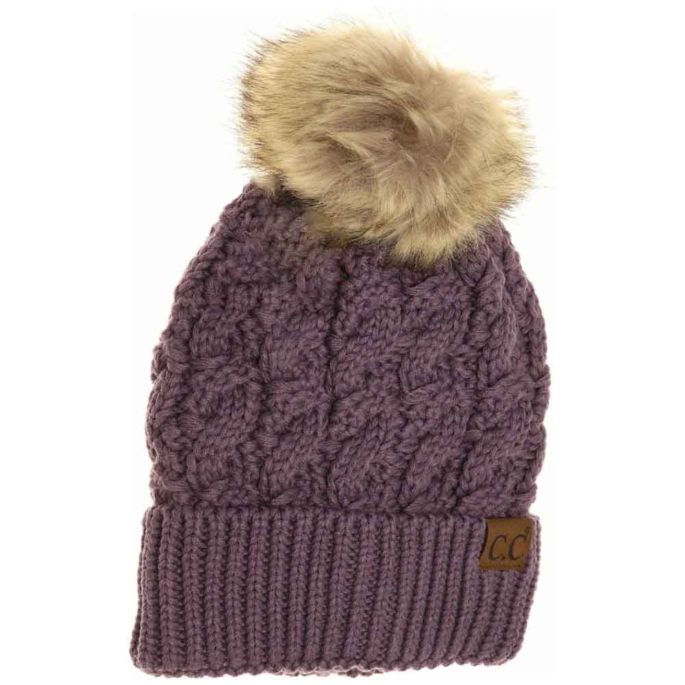 Violet Ribbed Cable Knit Fur Pom Beanie combines classic cable knit craftsmanship with a contemporary ribbed texture for enhanced flexibility and fit. Crafted to provide warmth without compromising breathability, this beanie features a soft fur pompom for a stylish accent. Its structured design ensures lasting comfort, making it an ideal accessory for cold weather while maintaining a polished, sophisticated look. 