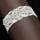 Madeline Love Clear, Silver Teardrop Marquise Stone Cluster Embellished Lace Stretch Wedding Garter - Wedding & Bridal - desc