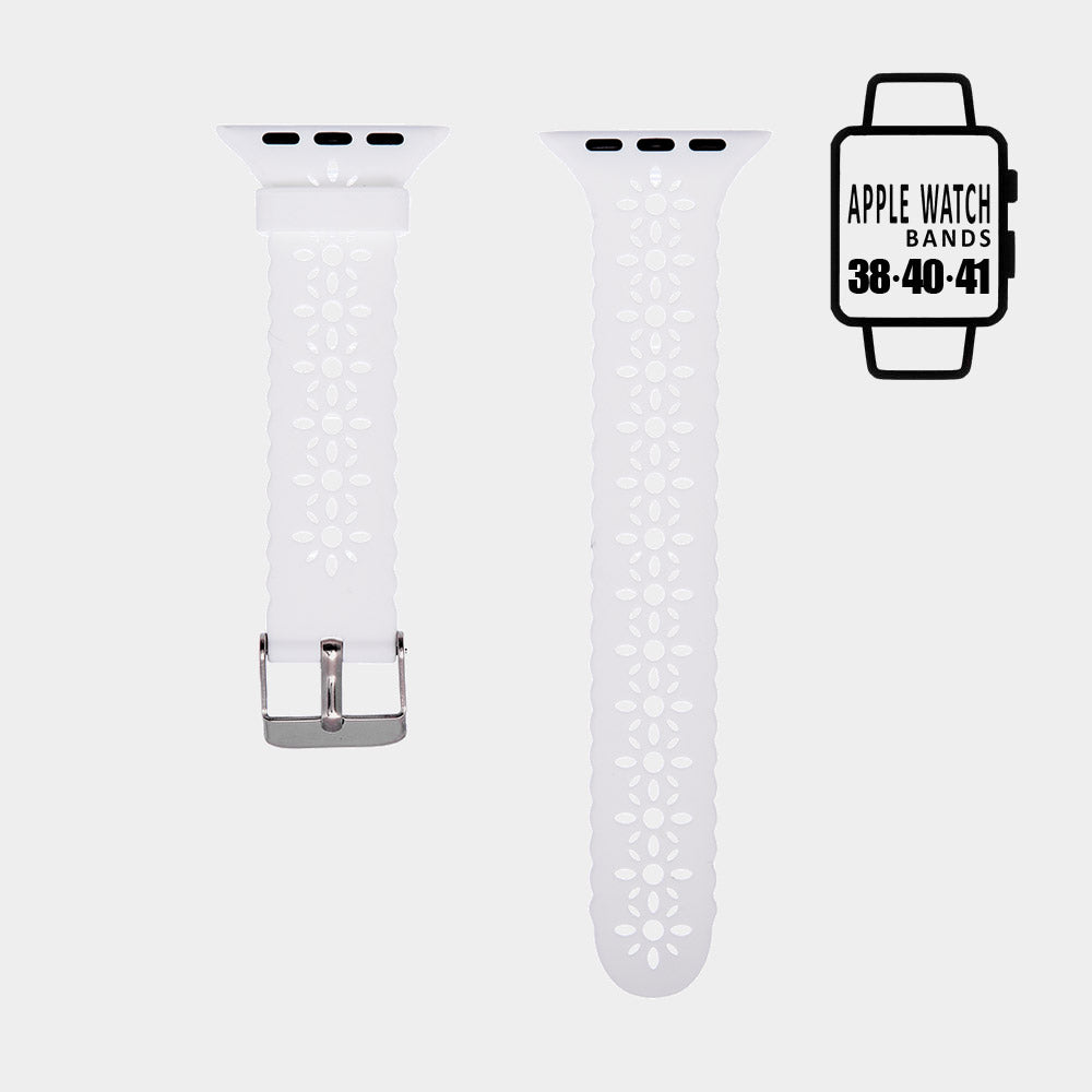 Madeline Love White Cutout Pattern Apple Watch Silicone Band - Watches
