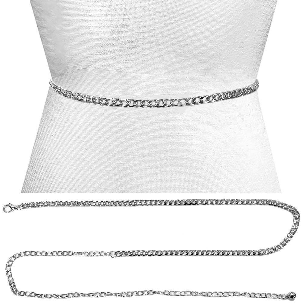 Madeline Love Rhodium Curb Chain Waist Belt - Hair Accessories - desc