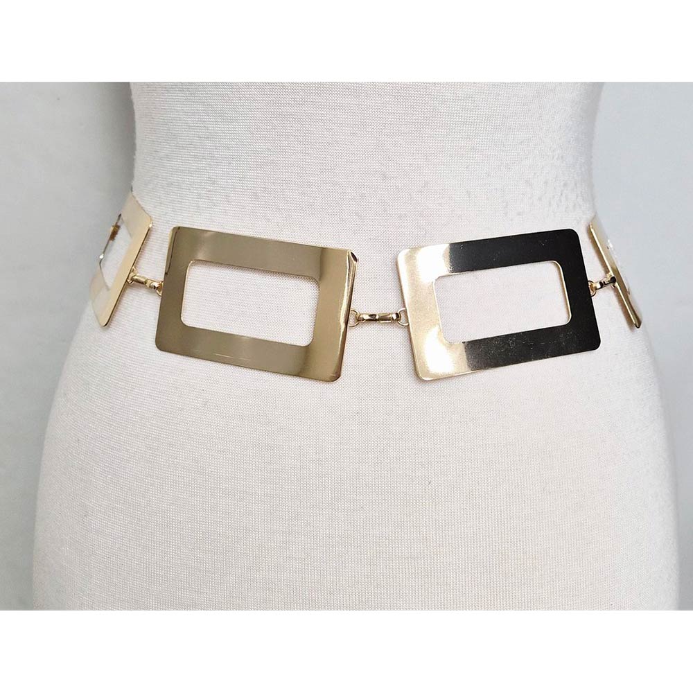 Madeline Love Gold Geometric Rectangular Link Waist Chain Belt - Hair Accessories - desc